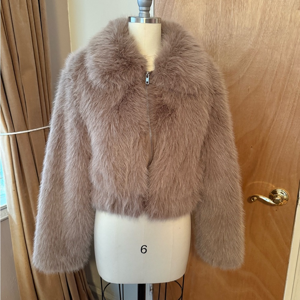 ASOS faux fur bomber jacket in mink
